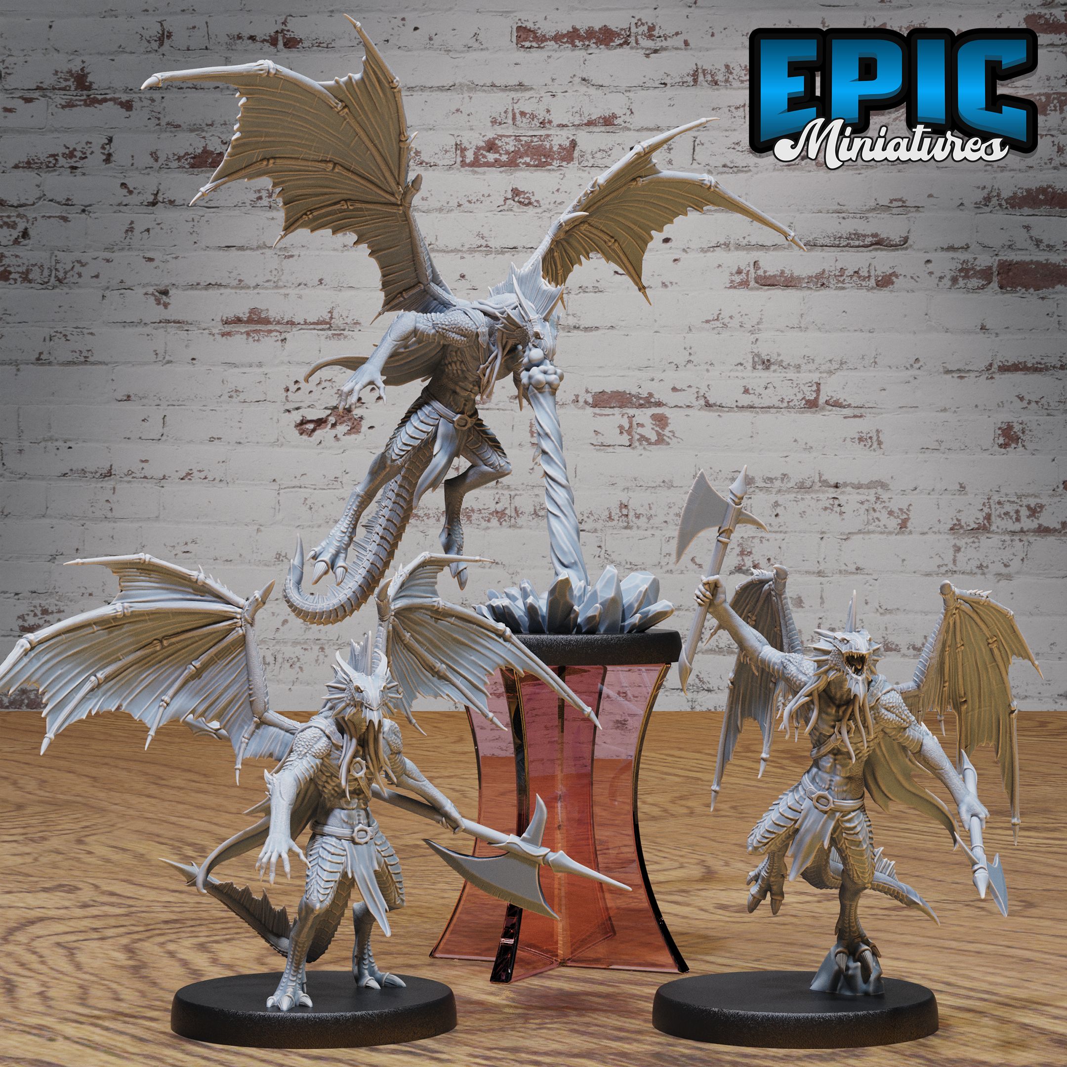Draconic Demon Silver Set / Winged Fire Lord / Dragonborn Beast / Hell Spawn / Fyling Evil Warrior / Reptile Monster / Drake Creature Fighter / Devil Leader / Dragon Army Encounter